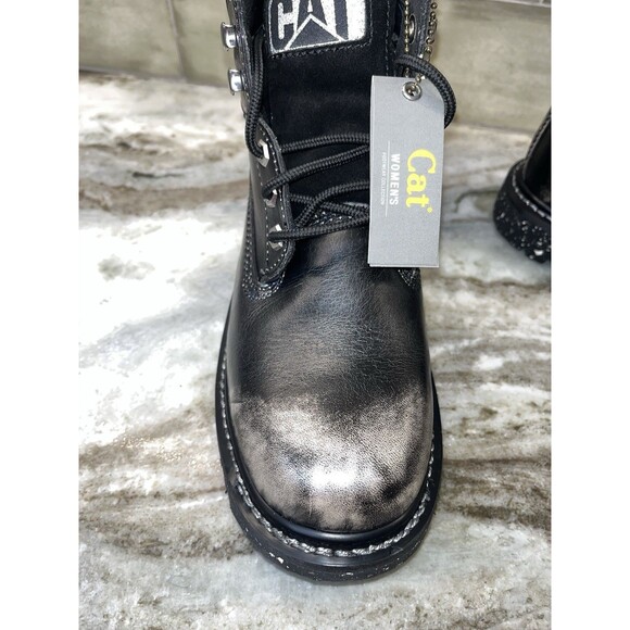 Women's Caterpillar Boot Colorado Silver Alias Black Leather P307009 Size 10 NIB - Picture 4 of 15